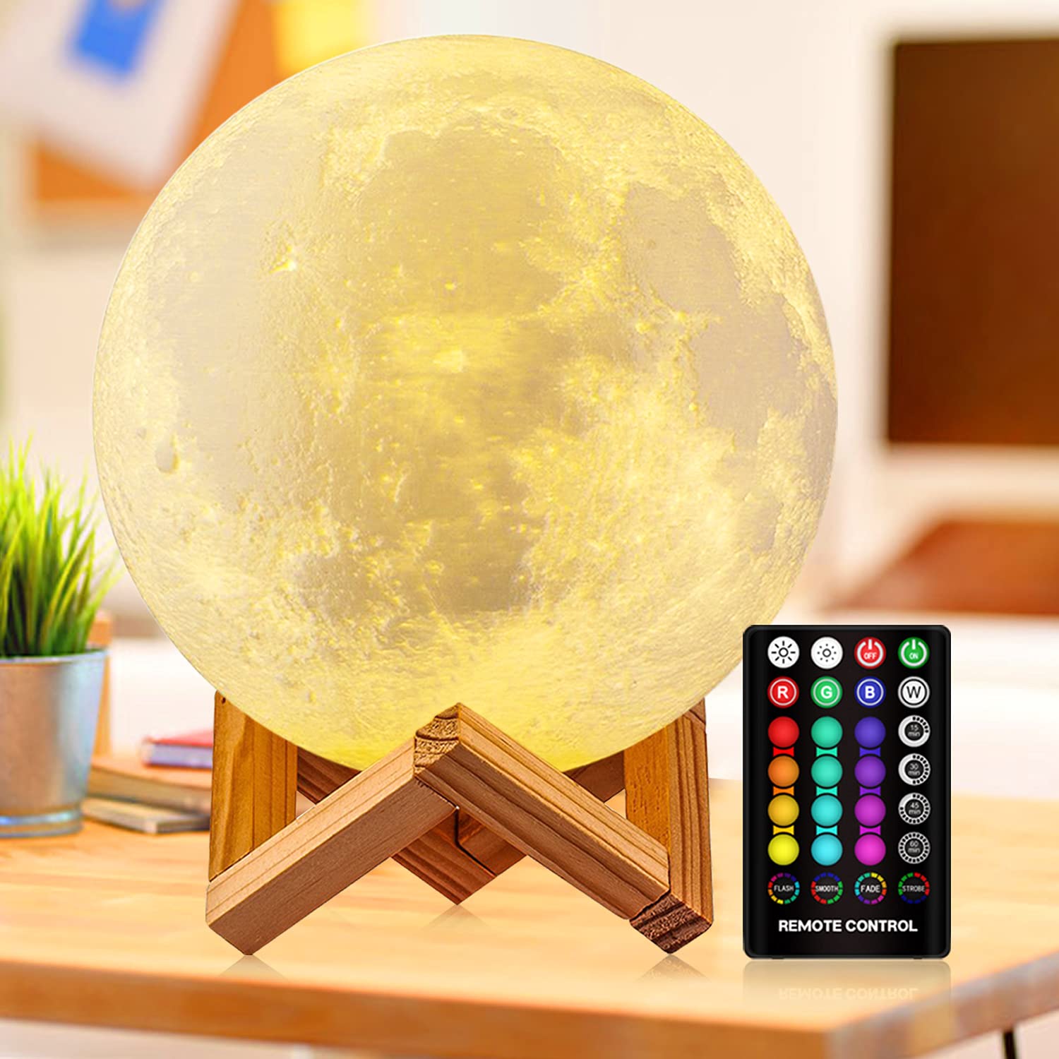 3D Moon Lamp 16 Colors Remote &Amp; Touch D