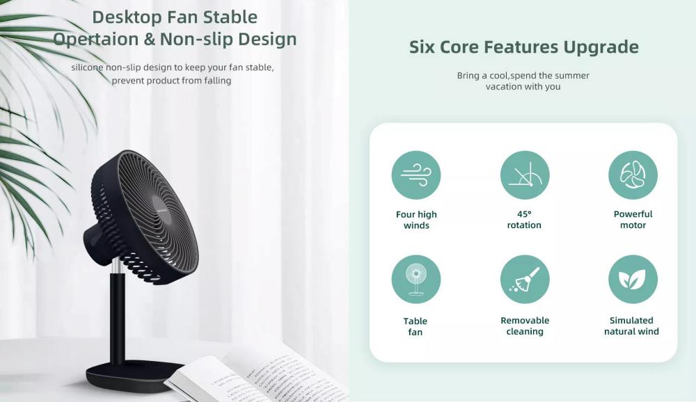 Awei F23 Portable Usb Rechargeable Desk Fan (4000Mah) B