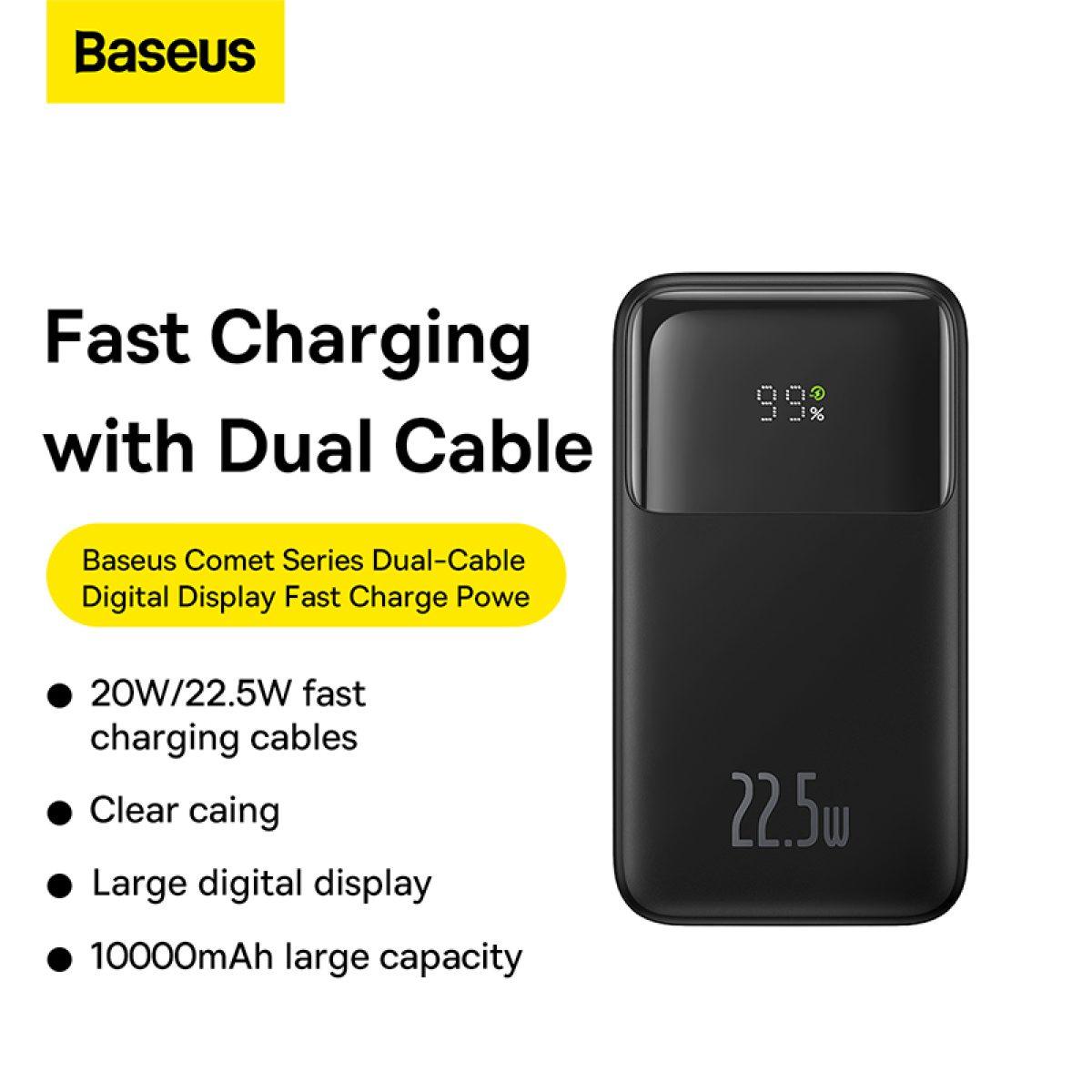 Baseus Power Bank 20000Mah 22 5W Built In Lightning &Amp; Type C Cable Comet Series Digital Display Fast Charge Power Bank D