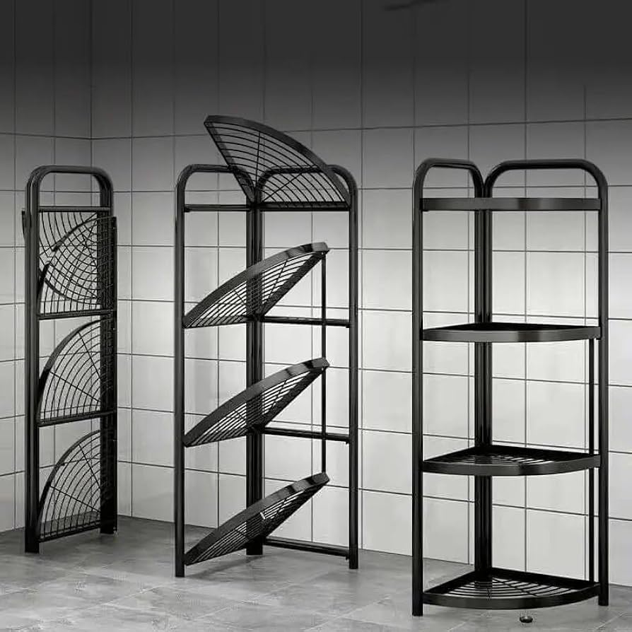 Carbon Steel 4 Tier Foldable Corner Shelf C