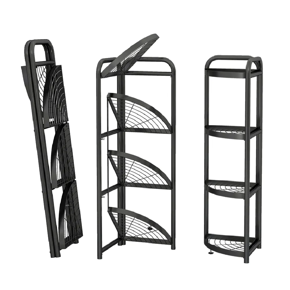 Carbon Steel 4 Tier Foldable Corner Shelf D