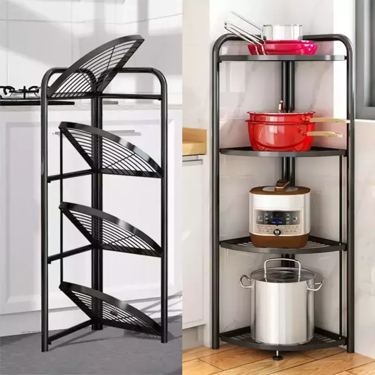 Carbon Steel 4 Tier Foldable Corner Shelf E