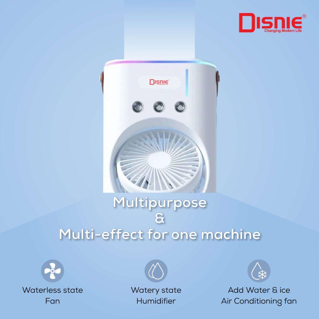 Disnie Drmf 63Usb Rechargeable Double Head Portable Mini Air Cooling Mist Fan With Remote C