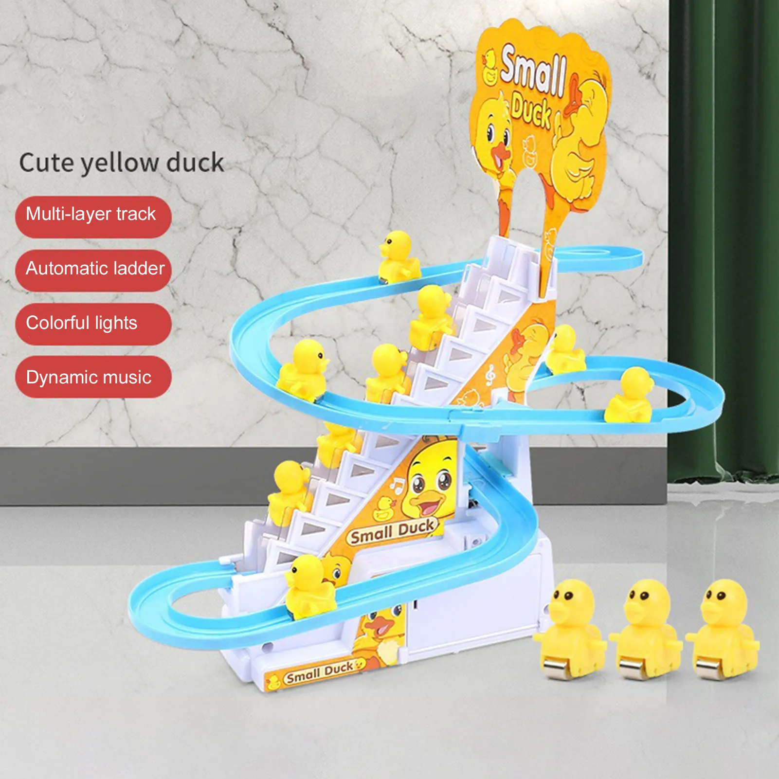 Duck Slide Stairs Toy Burrs Free Electric Light Music Amusement Climb Stairs Trk Toy A