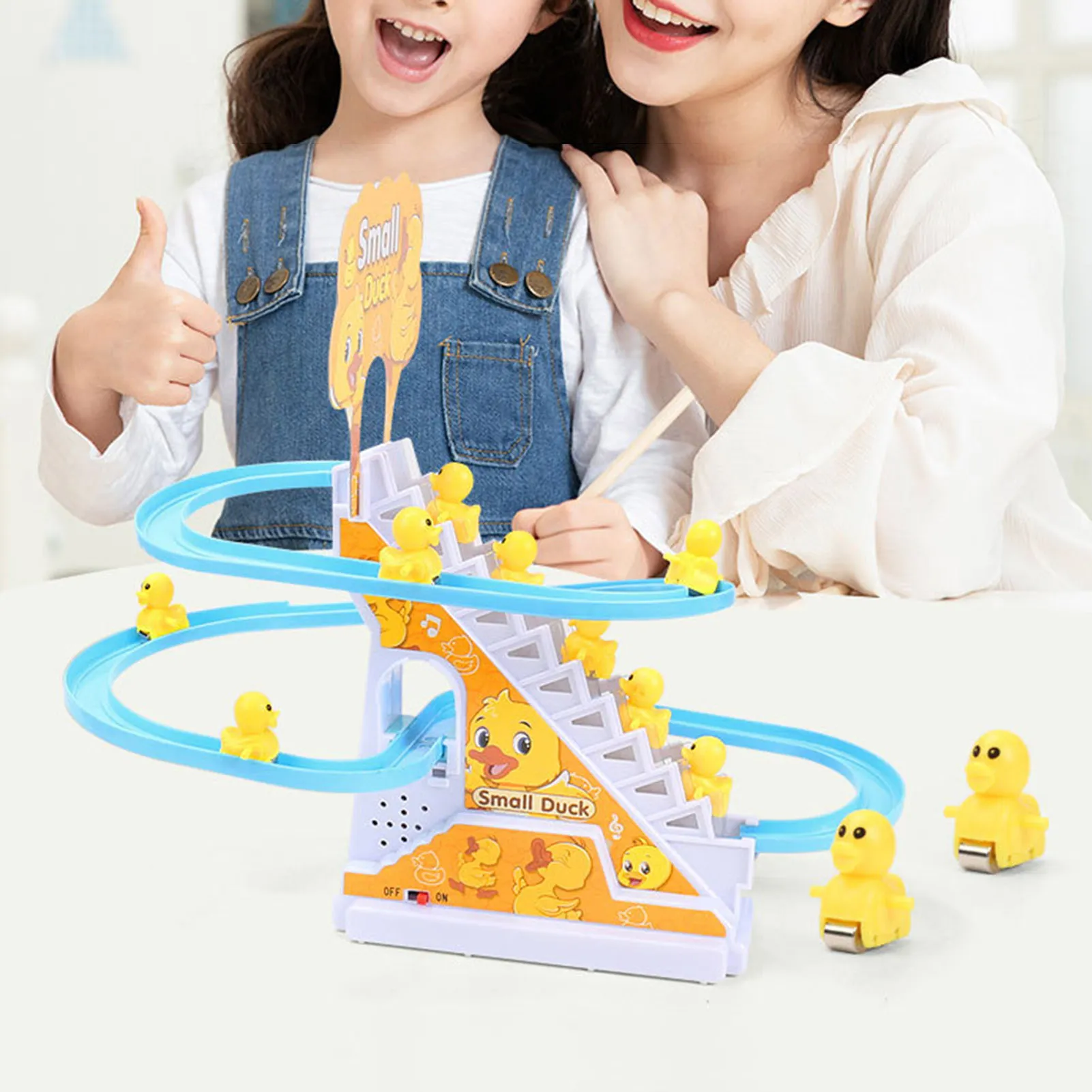 Duck Slide Stairs Toy Burrs Free Electric Light Music Amusement Climb Stairs Trk Toy B