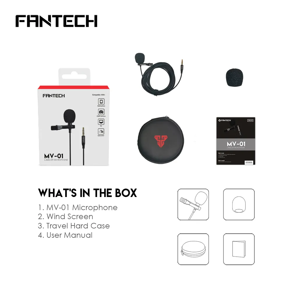 Fantech Mv01 Wired Professional Lavalier Microphone E