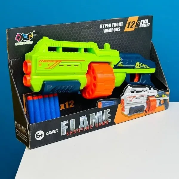 Flame Shooting Game Toy Gun With 12 Eva Soft Bullet A