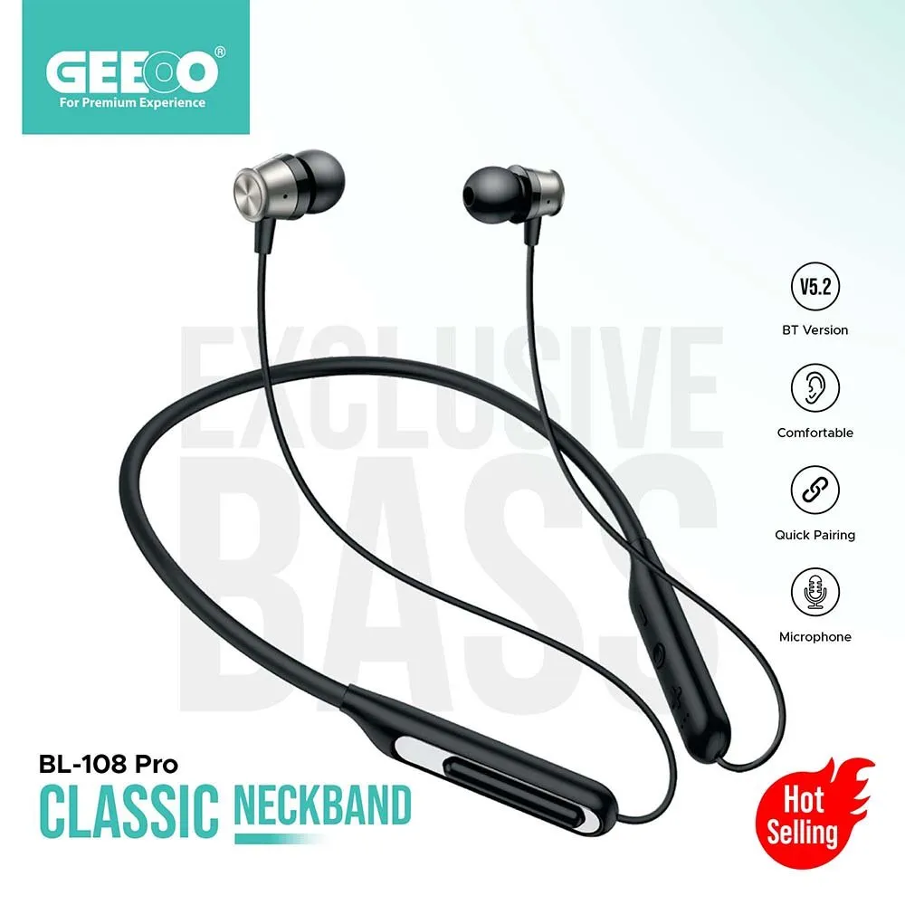 Geeoo Bl 108 Pro Neckband In Ear Earphone A