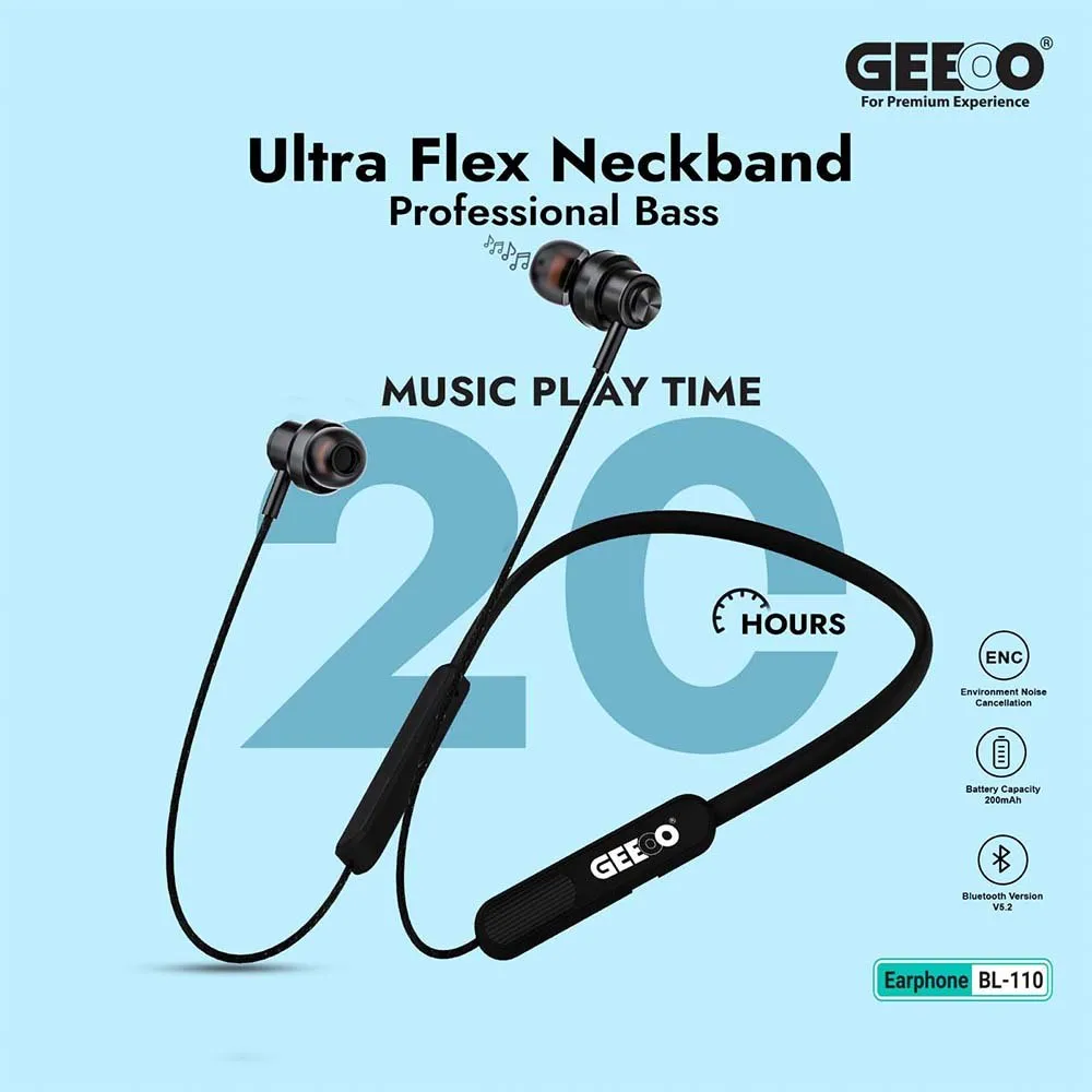 Geeoo Bl 110 Ultra Flex Enc Neckband Earphone A