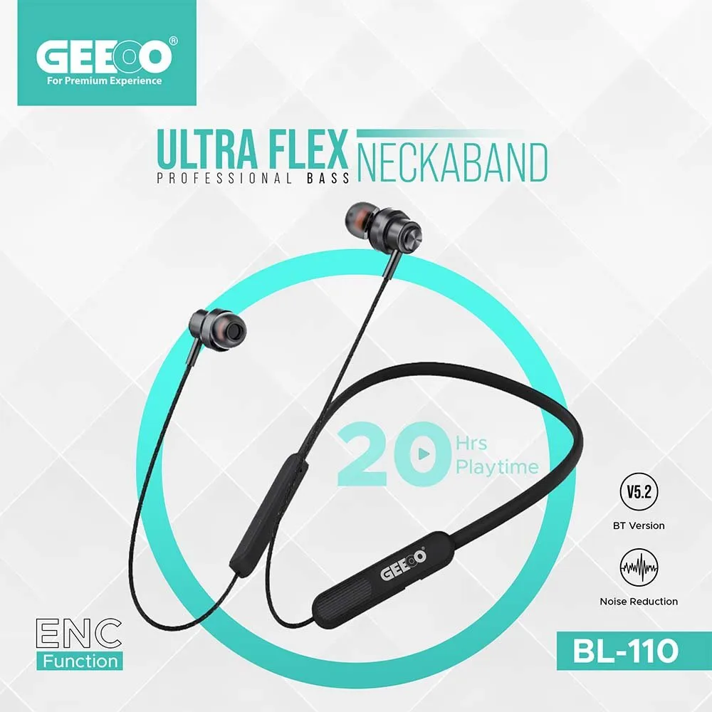 Geeoo Bl 110 Ultra Flex Enc Neckband Earphone C