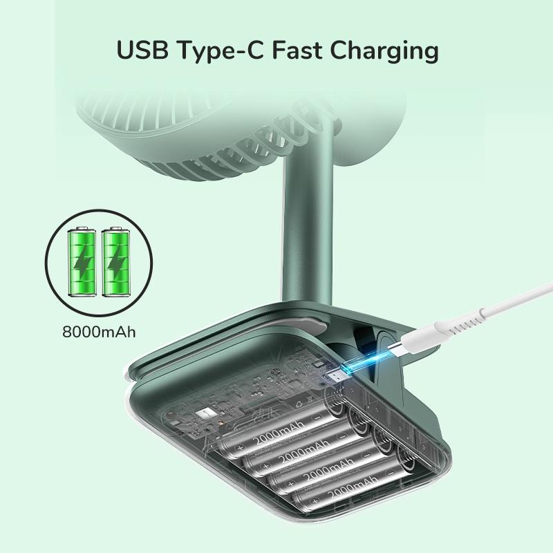 Jisulife Fa13R Clip Fan Auto Oscillating Clip On Fan 8000Mah B