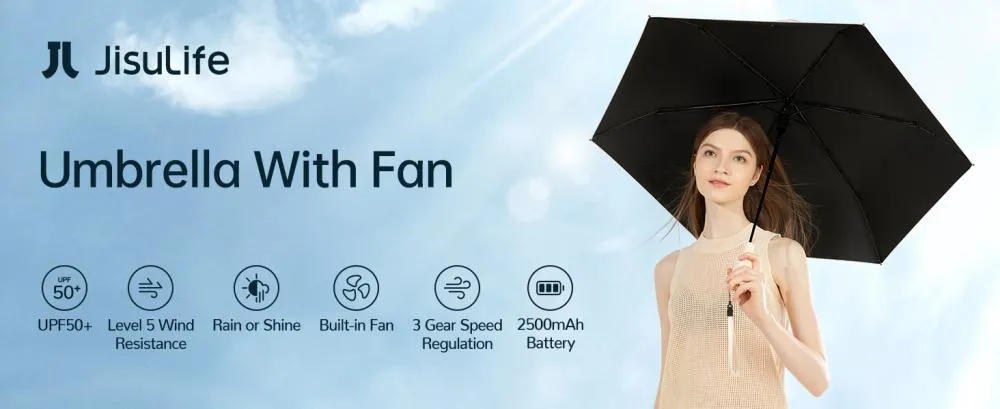 Jisulife Fa52 Umbrella With Cooling Fan A