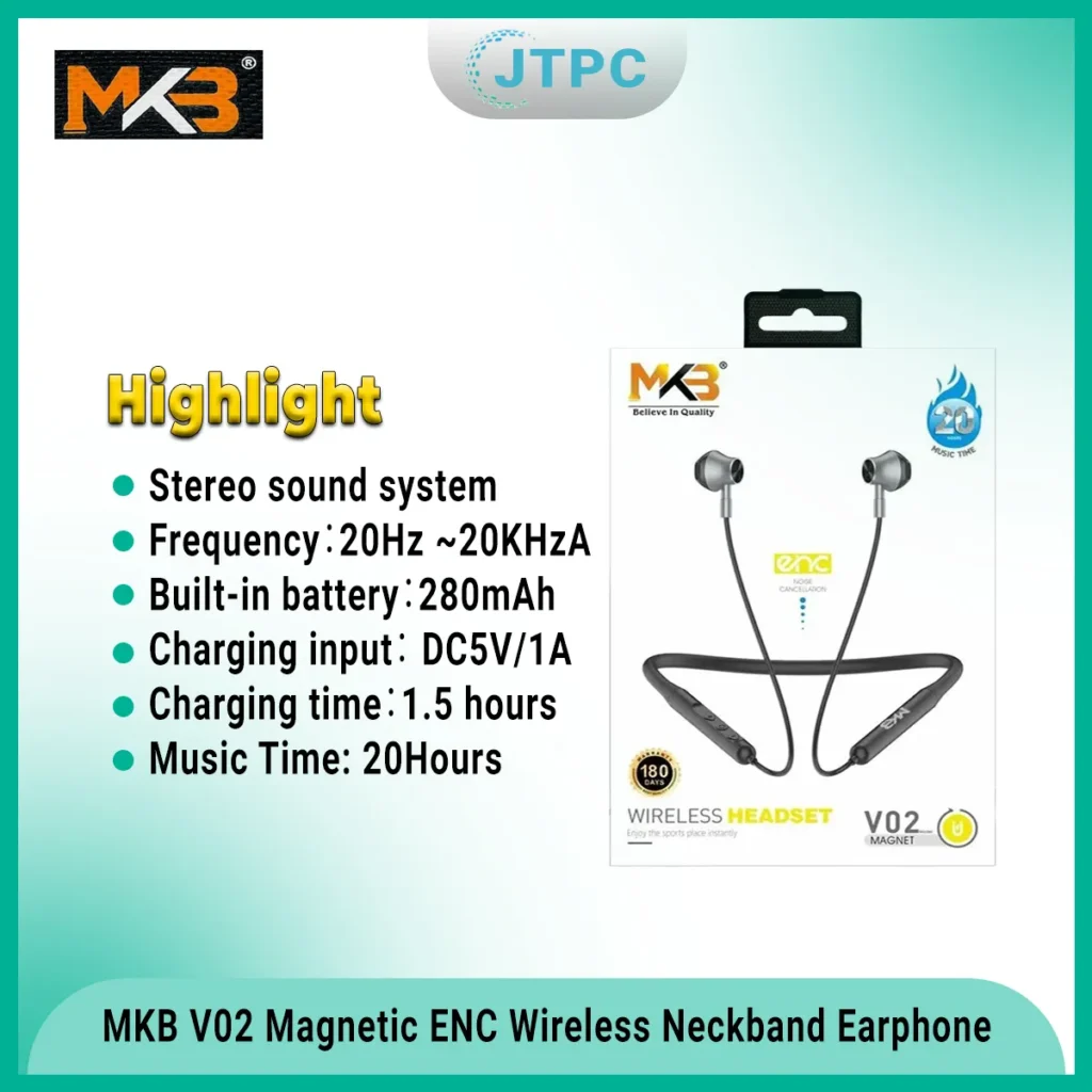 Mkb V02 Magnetic Enc Wireless Neckband E