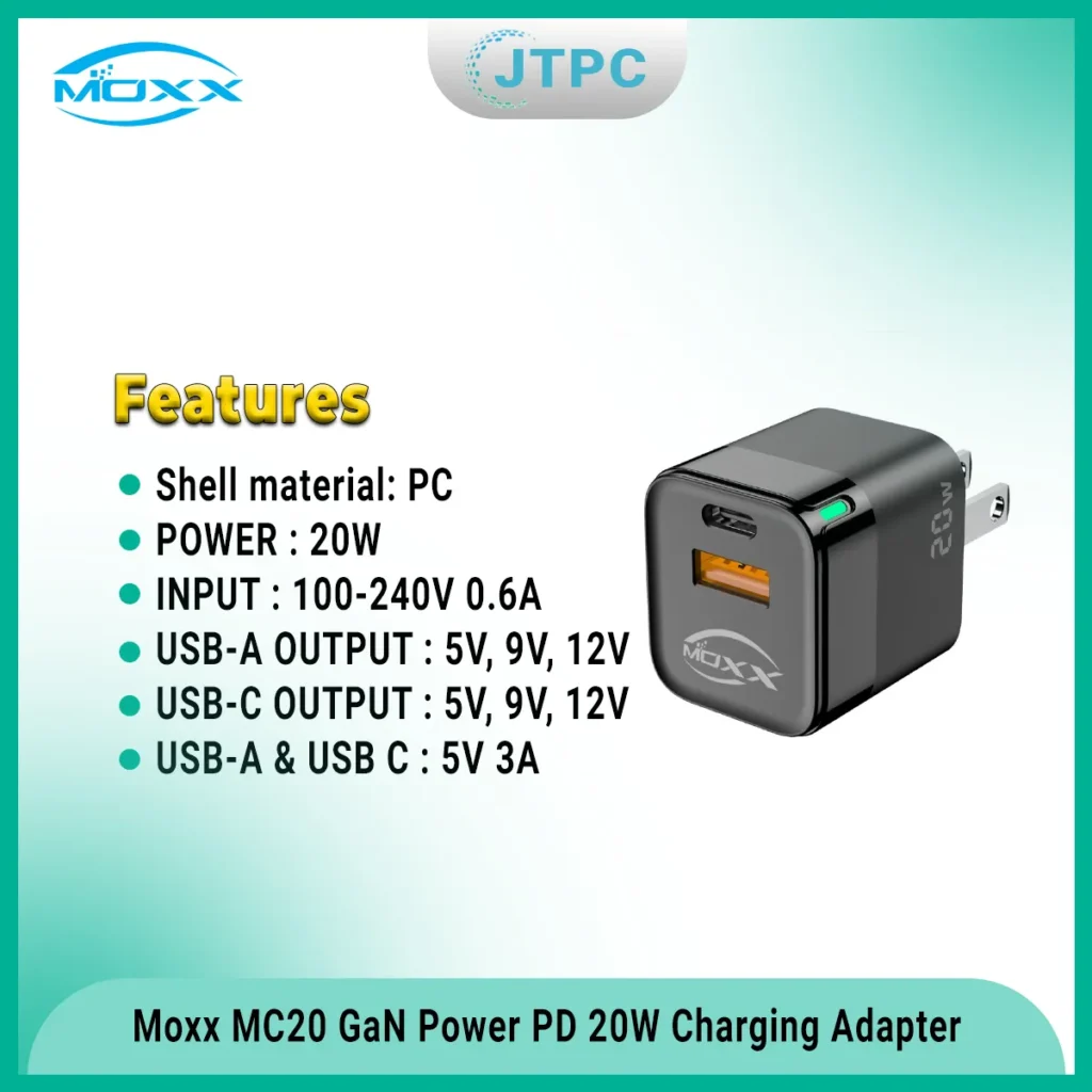 Moxx Mc20 20W Power Usb &Amp; Pd Gan Adapter E