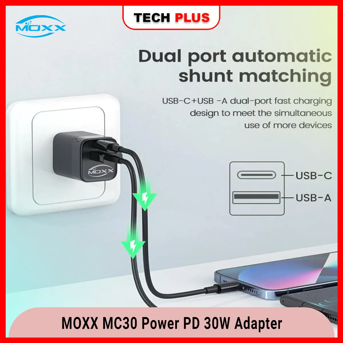 Moxx Mc30 Power Pd 30W Adapter Type C &Amp; Usb+A Port D