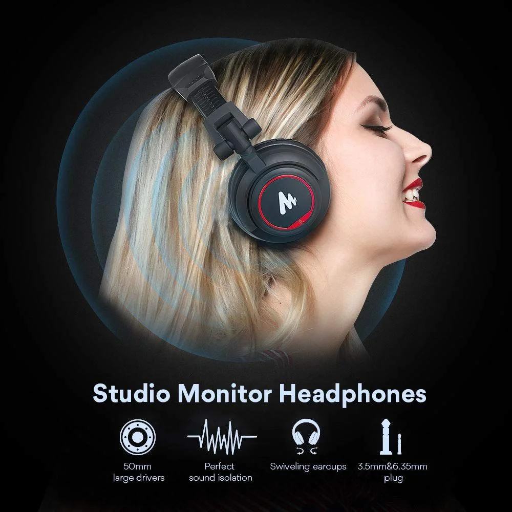 Maono Au Mh501 Wired Black Studio Monitor Headphone For Recording Sa