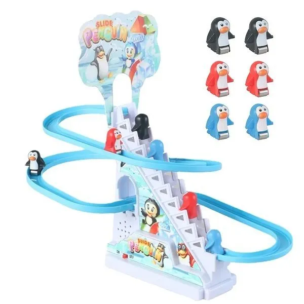 Penguin Track Slide Toys With Lights For Kids