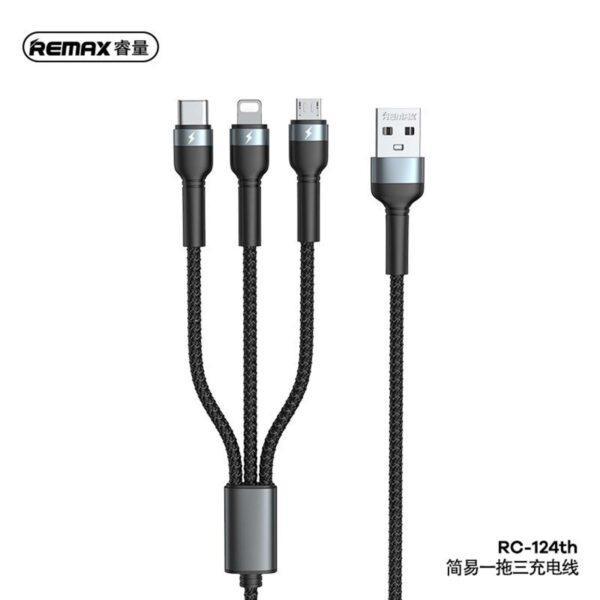 Remax RC 124th Jany Series 3 in 1 1 2M 3 1A Braided Data Cable a