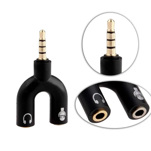 U Shape Converter 3 5mm Audio Splitter For Headphone and Microphone