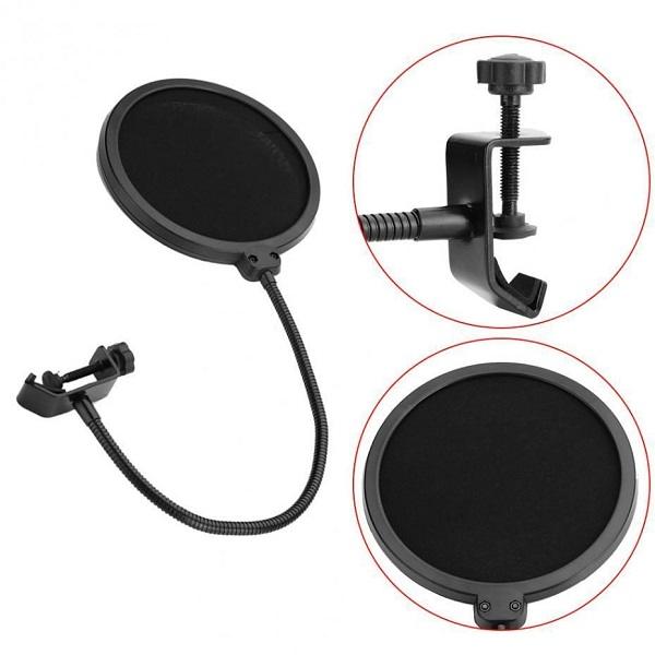 Wind Pop Filter For Microphone With Adjustable Arm