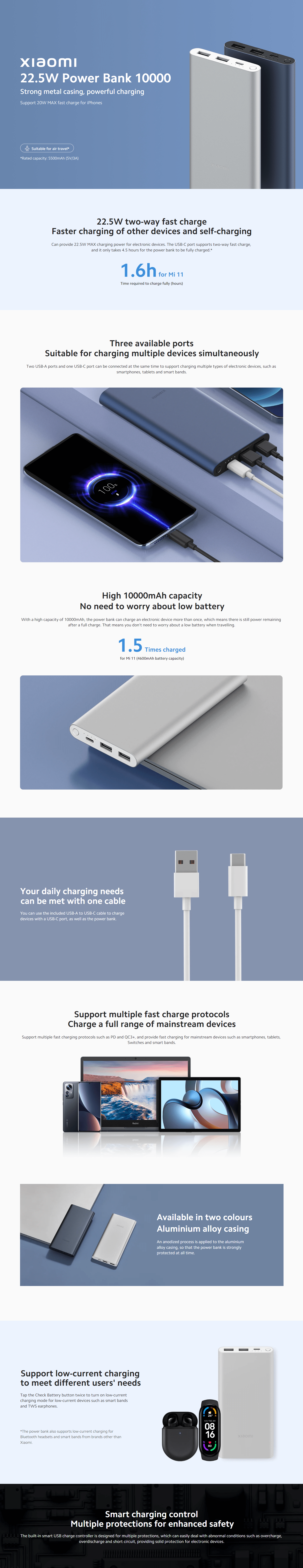 Xiaomi 22 5W 10000Mah Metal Casing Power Bank E