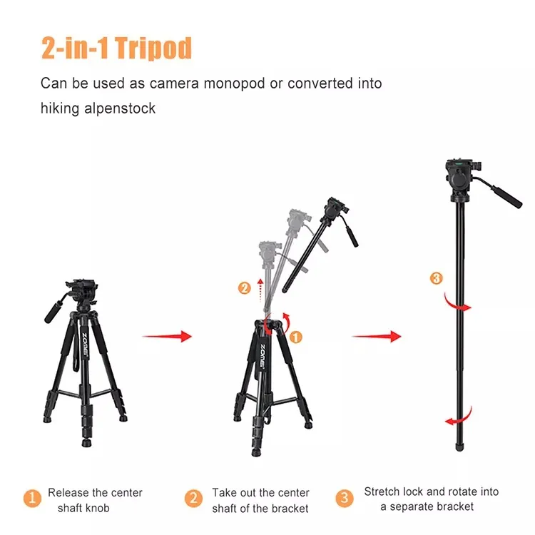 Zomei Q310 Professional Camera Video Tripod Plus Monopod D