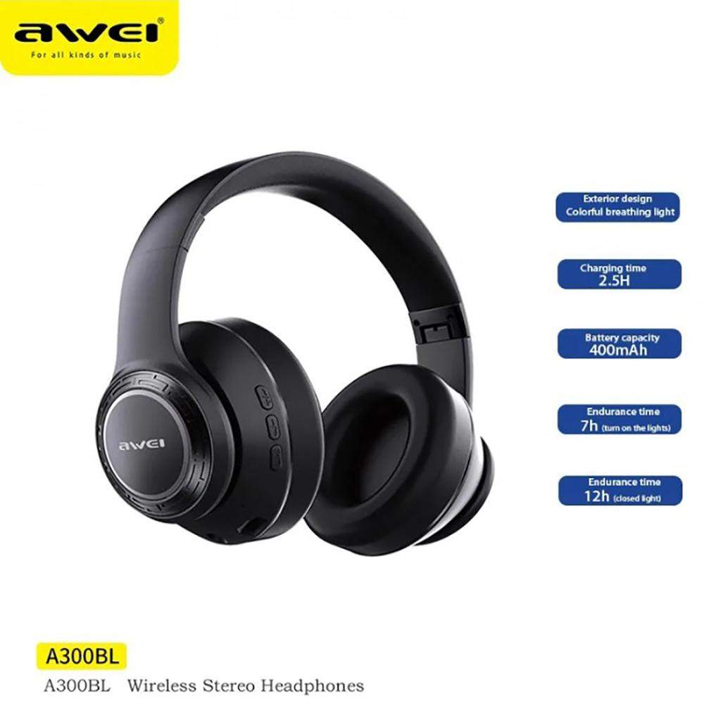 Awei A300Bl Wireless Headphone With Led Lighting Earphone C