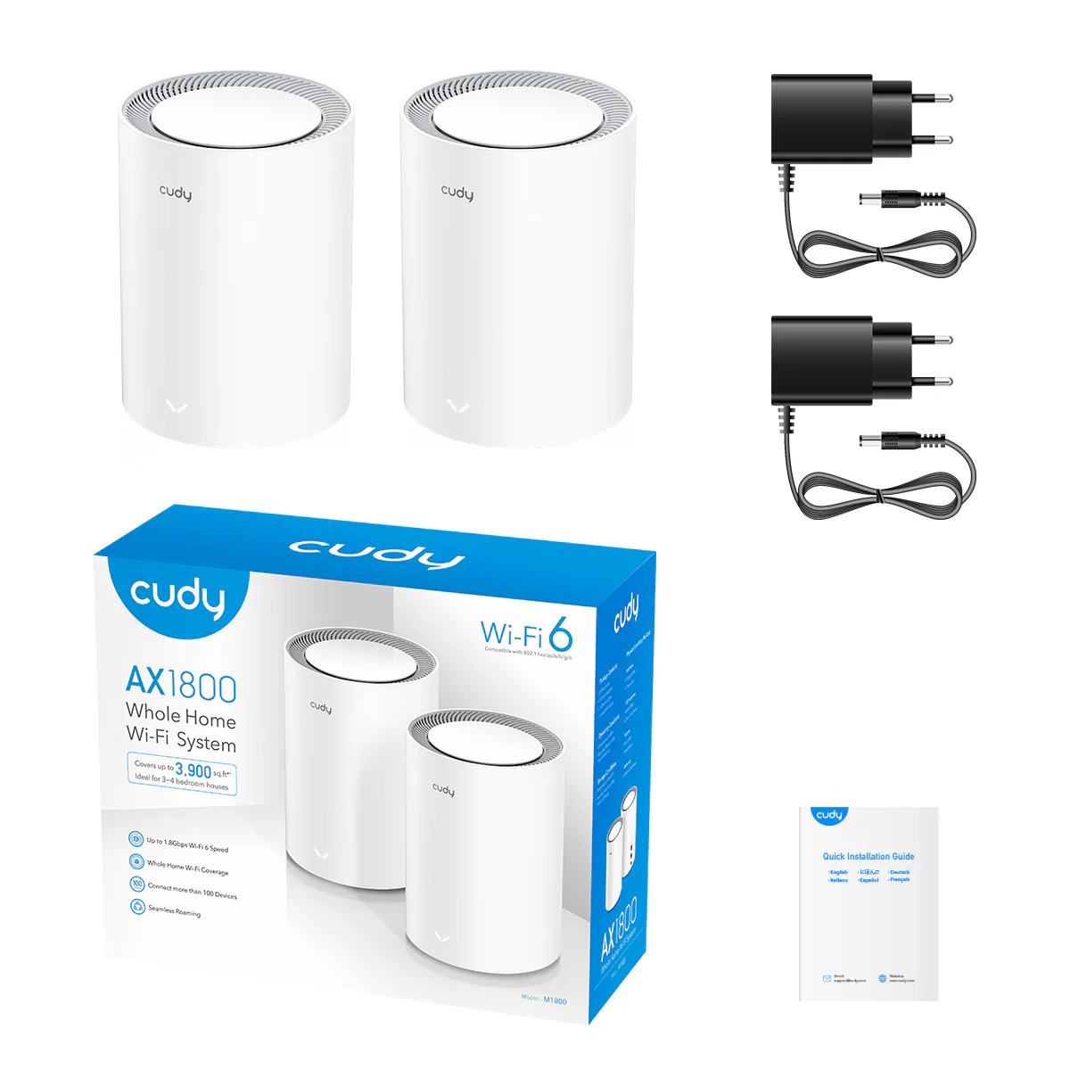 Cudy M1800 Ax1800 Whole Home Mesh Wifi 6 Router (2 Pack) A