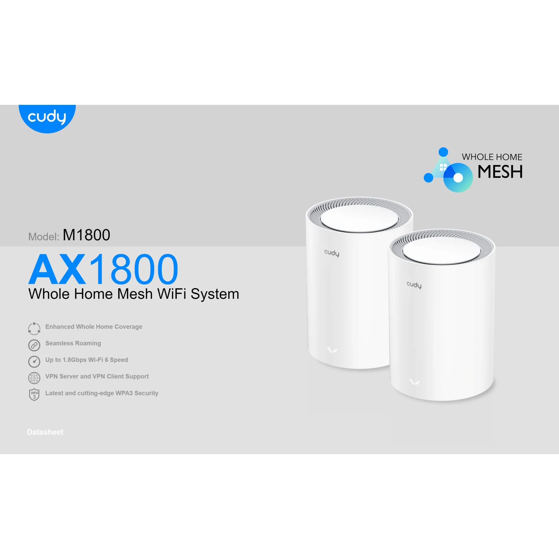 Cudy M1800 Ax1800 Whole Home Mesh Wifi 6 Router (2 Pack) B