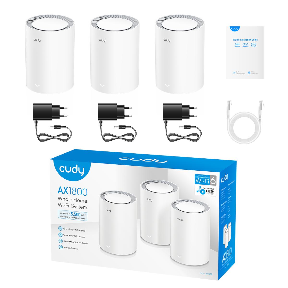 Cudy M1800 Ax1800 Whole Home Mesh Wifi 6 Router (3 Pack) A