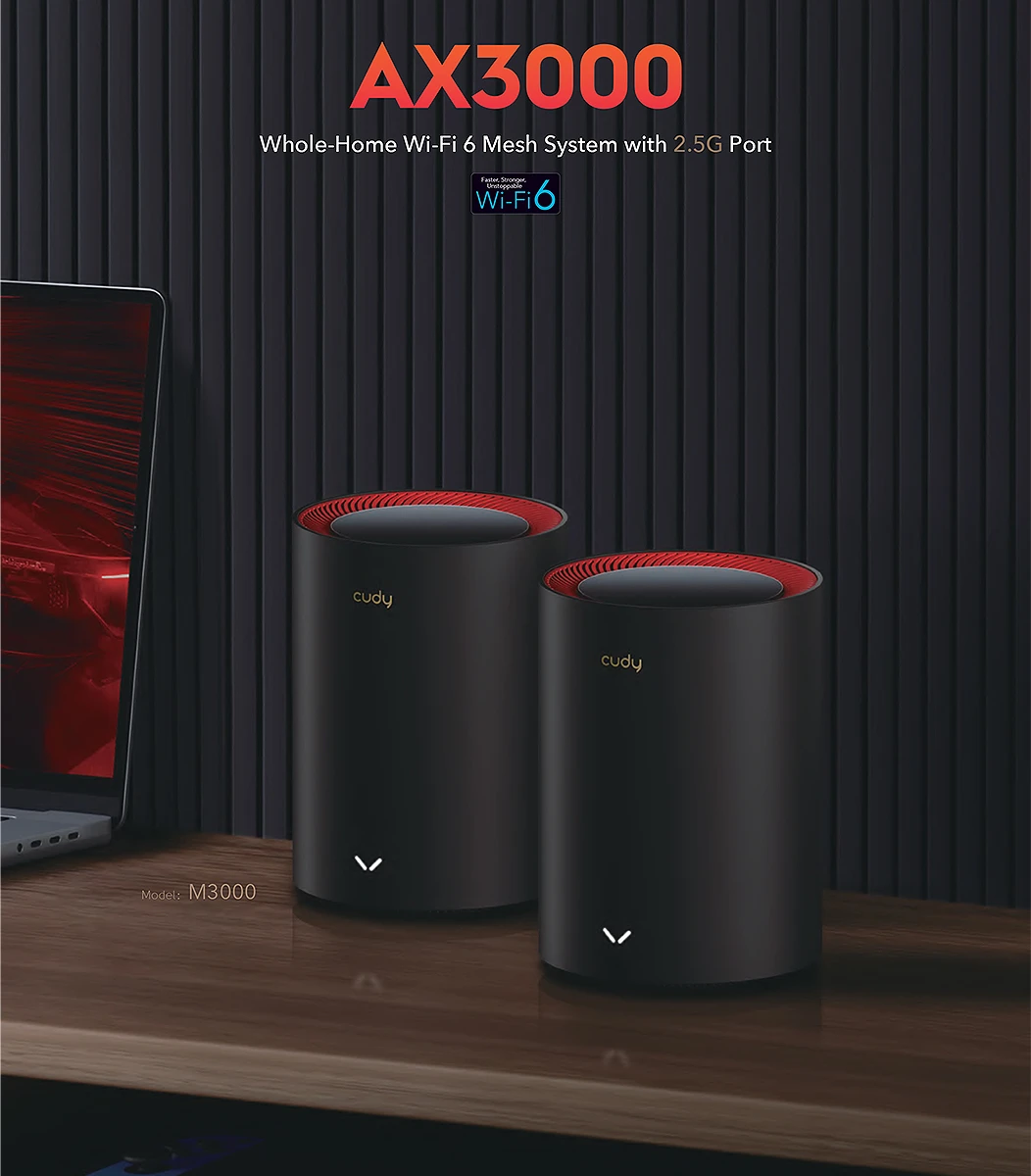 Cudy M3000 Ax3000 2 5G Dual Band Wi Fi 6 Mesh Router (2 Pack) B