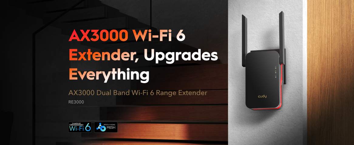 Cudy Re3000 Ax3000Mbps Dual Band Wi Fi 6 Range Extender A