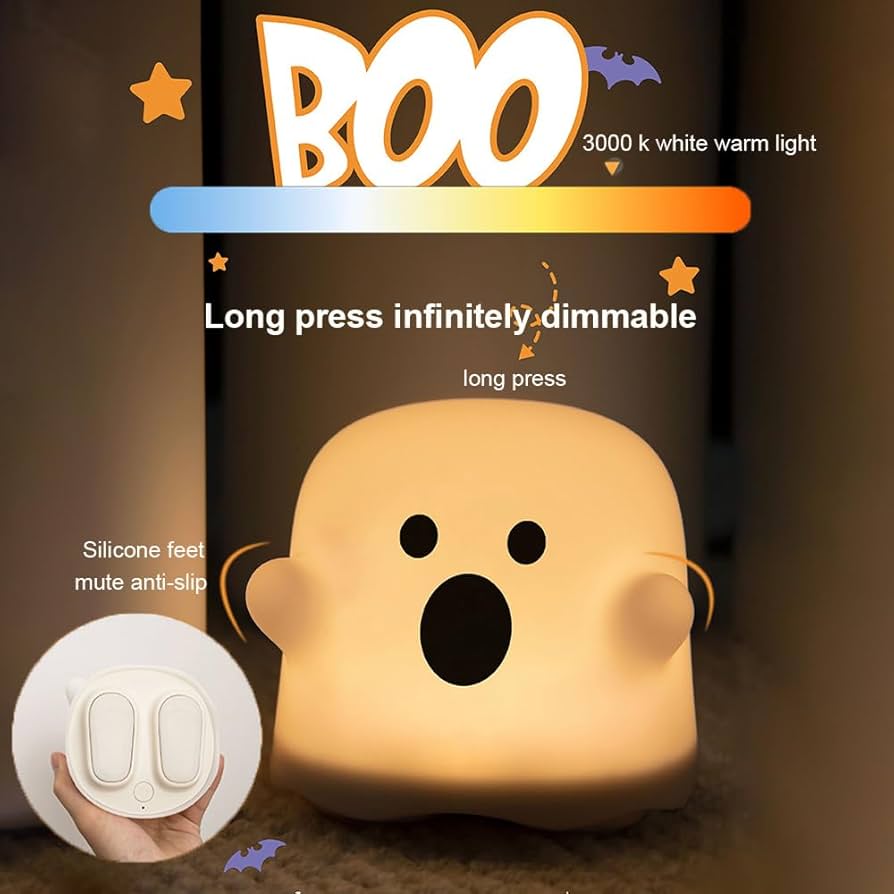 Cute Boo Ghost Silicone Lamp Touch Sensor Dimmable Led Ghost Night Lights For Children Bedroom B