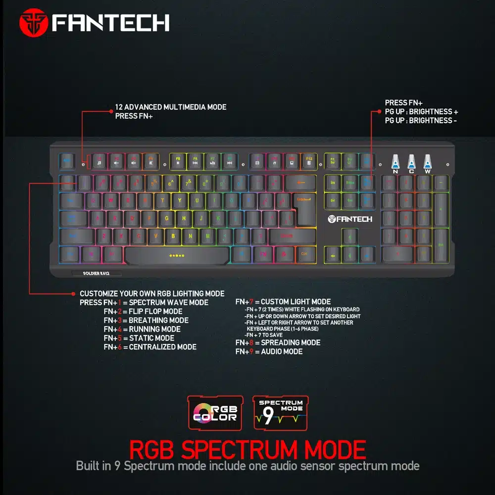 Fantech K612 Rgb Wired Gaming Keyboard D