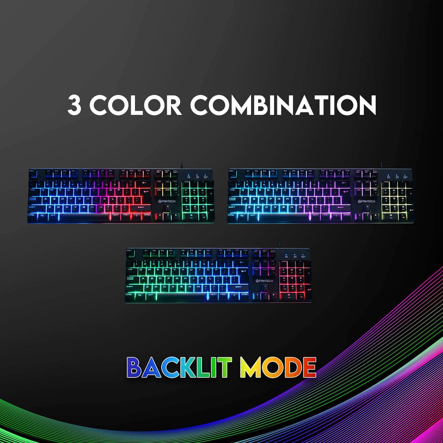 Fantech K614L Fighter Iii Membrane Backlit Wired Gaming Keyboard C