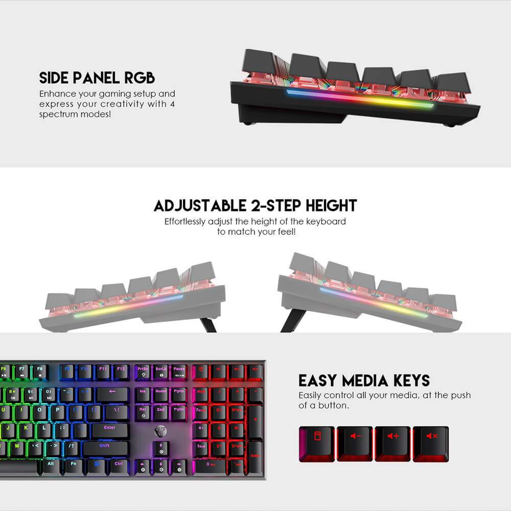 Fantech Maxfit108 Mk855 Rgb Usb Wired Mechanical Gaming Keyboard D