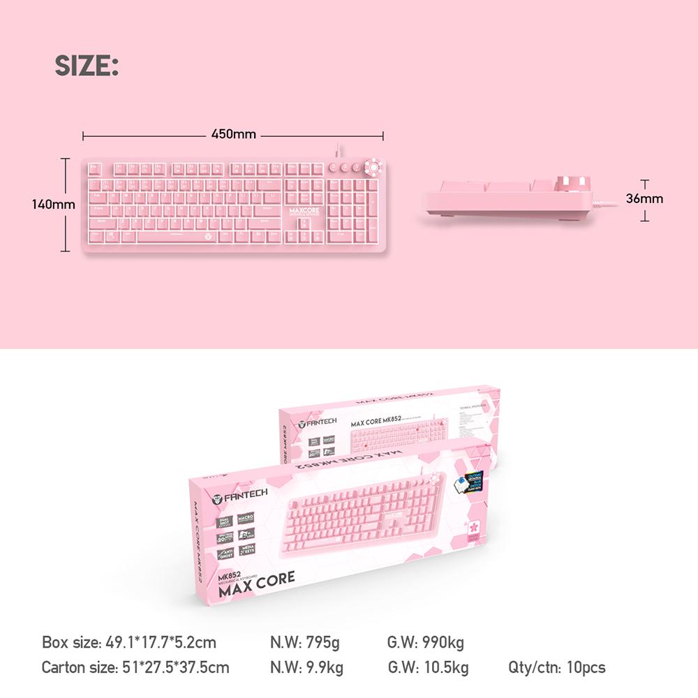 Fantech Mk852 Sakura Edition Usb Wired Mechanical Gaming Keyboard D