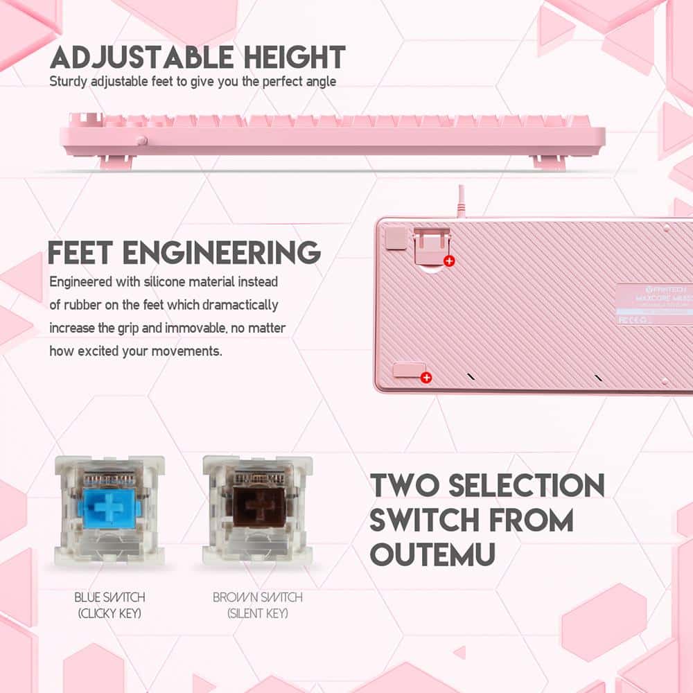 Fantech Mk852 Sakura Edition Usb Wired Mechanical Gaming Keyboard E