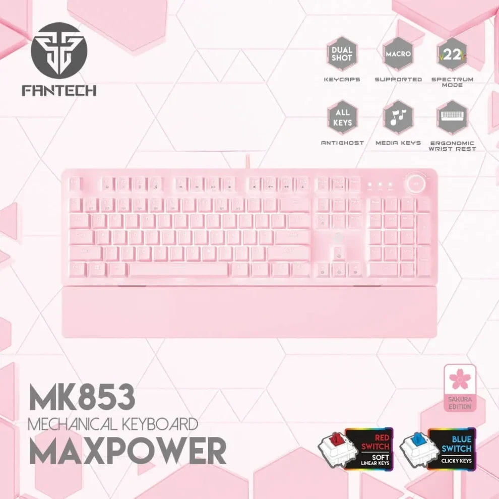 Fantech Mk853 Max Power Sakura Edition Wired Mechanical Gaming Keyboard A