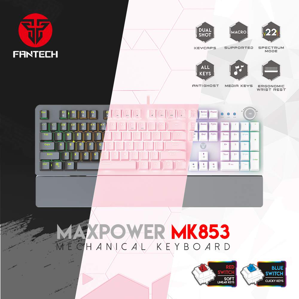 Fantech Mk853 Max Power Sakura Edition Wired Mechanical Gaming Keyboard C