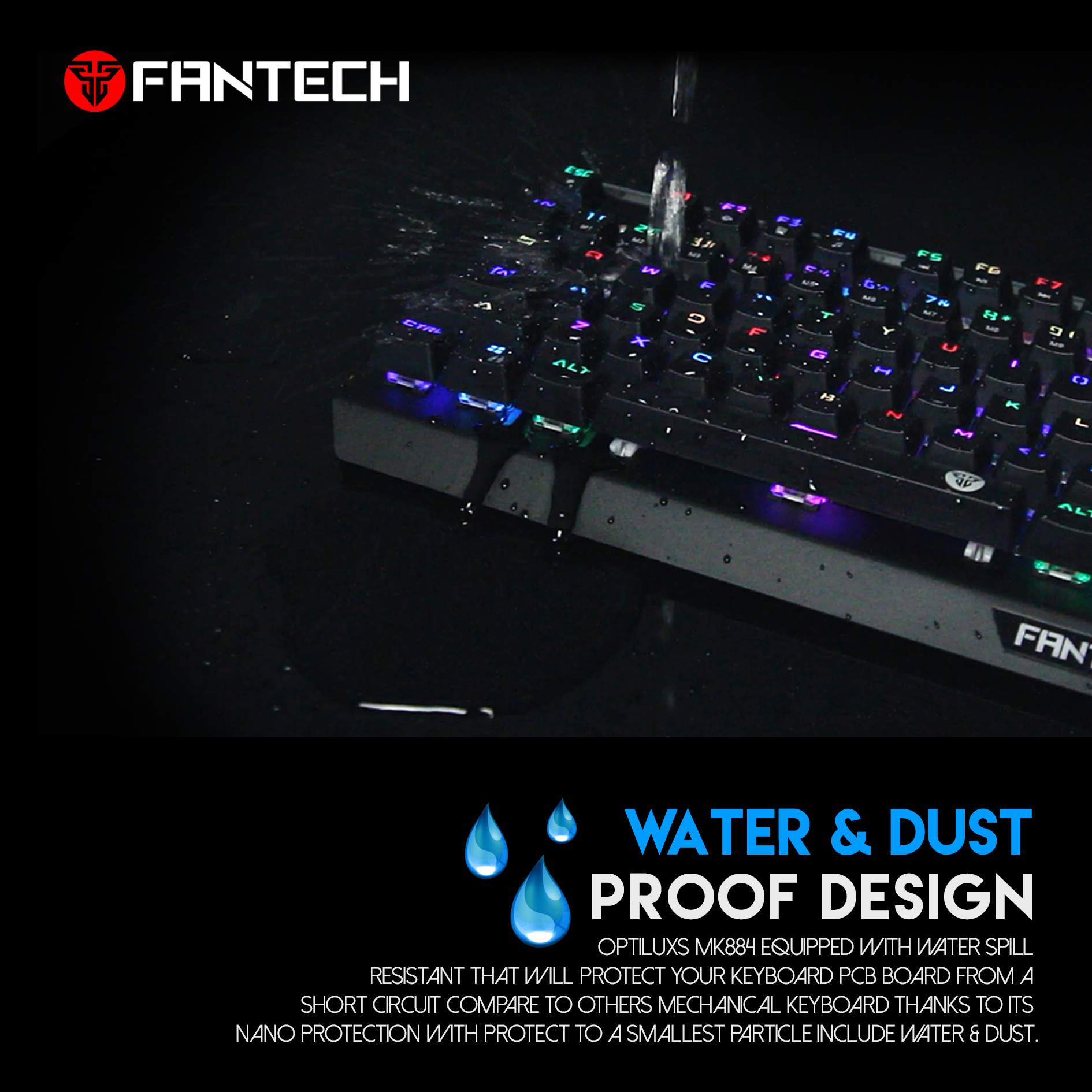 Fantech Mk884 Optiluxs Rgb Wired Mechanical Gaming Keyboard F