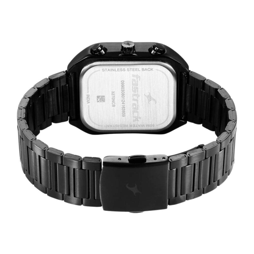 Fastrack 3270Nm01 Fleek Quartz Multifunction Black Dial Stainless Steel Strap Watch A