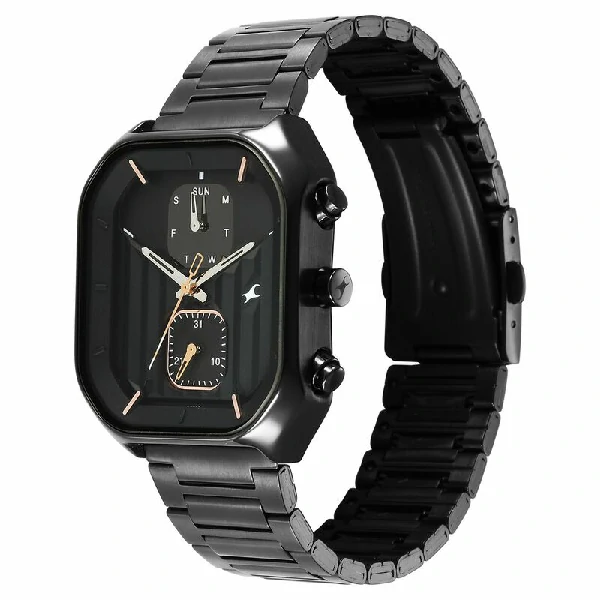 Fastrack 3270Nm01 Fleek Quartz Multifunction Black Dial Stainless Steel Strap Watch C