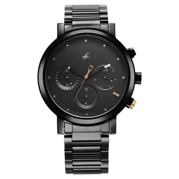 Fastrack 3287KM06 Tick Tock Quartz Analog Black Dial With Black Stainless steel Strap Watch