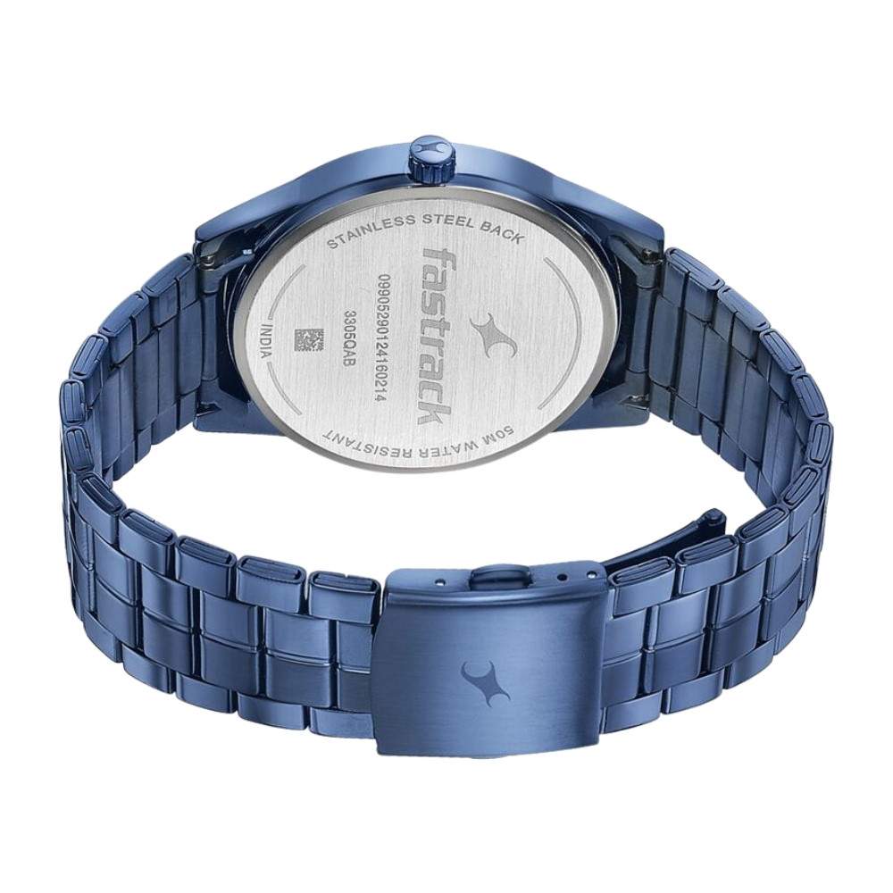 Fastrack 3305Qm02 Stunnerse Quartz Analog Blue Dial With Blue Metal Strap Watch A