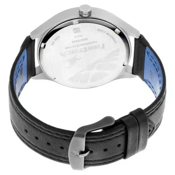 Fastrack Nn3205Tl02 Titanium Quartz Analog Date Black Dial Leather Strap Watch C