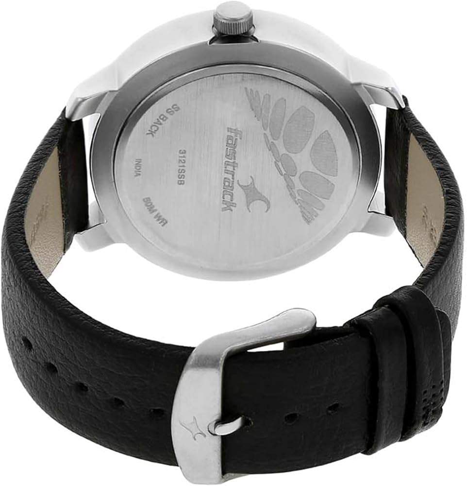 Fastrack Nr3121Sl02 Quartz Analog Grey Dial Leather Strap Watch A