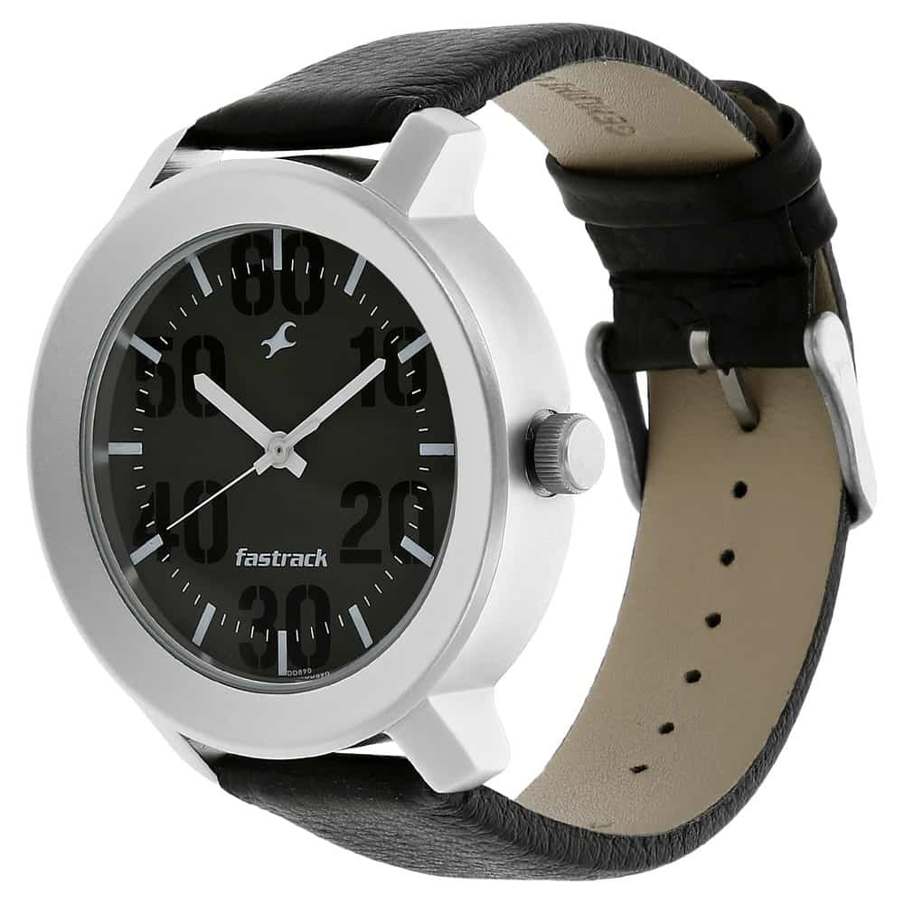 Fastrack Nr3121Sl02 Quartz Analog Grey Dial Leather Strap Watch C