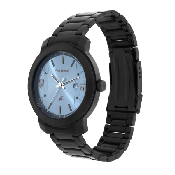 Fastrack NR3246NM01 Bare Basics Quartz Analog Blue Dial Stainless Steel Strap Watch