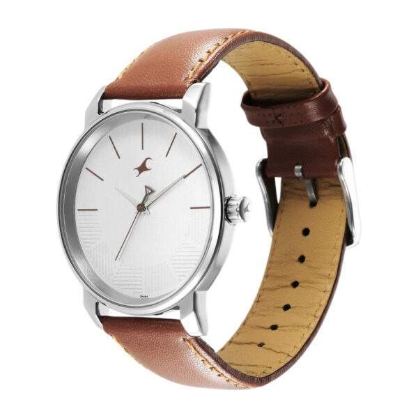 Fastrack NR3291SL02 Stunners Quartz Analog Silver Dial Leather Strap Watch a